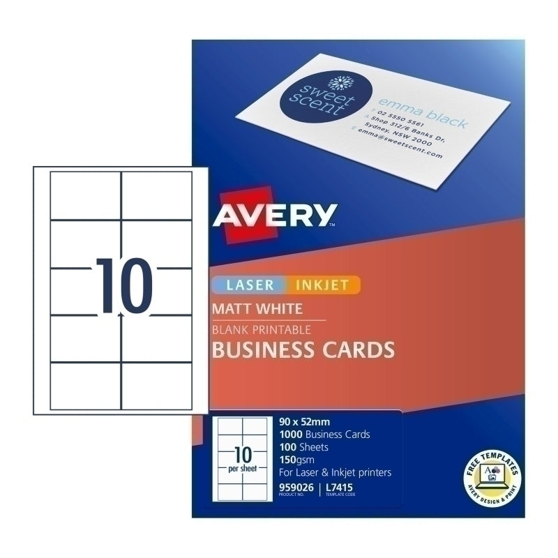 Avery Bus Card L7415 10UP Pk10