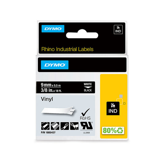 Dymo Rhino Vinyl 9mm Tape Blk