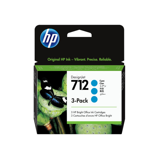 HP #712 29ml Cyan 3 Pk 3ED77A